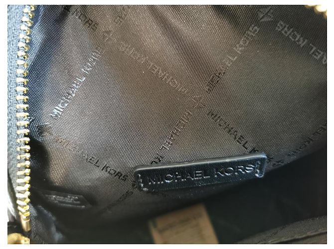 Borsa a tracolla Michael Kors Jet Set Travel in pelle nera Nero Gold hardware - vista 16