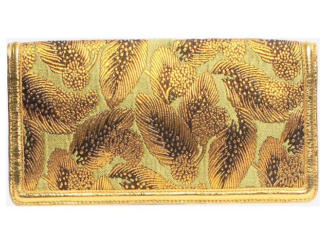 Dries Van Noten Clutch in jacquard floreale verde e oro - vista 2