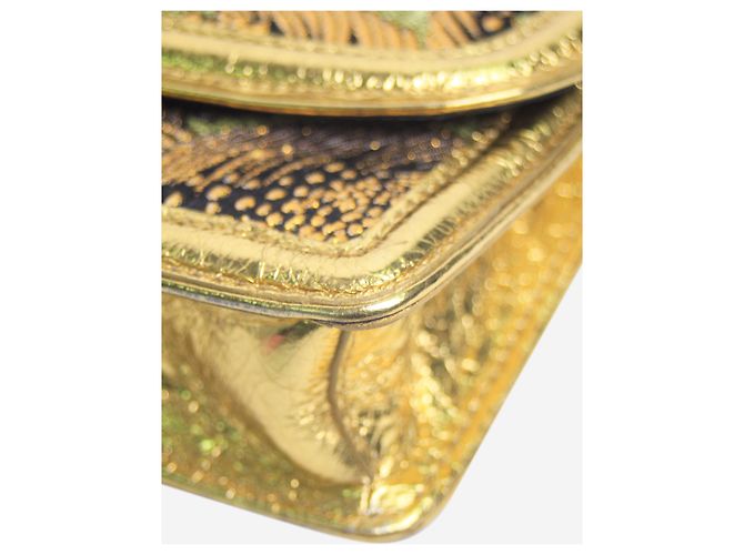 Dries Van Noten Clutch in jacquard floreale verde e oro - vista 5