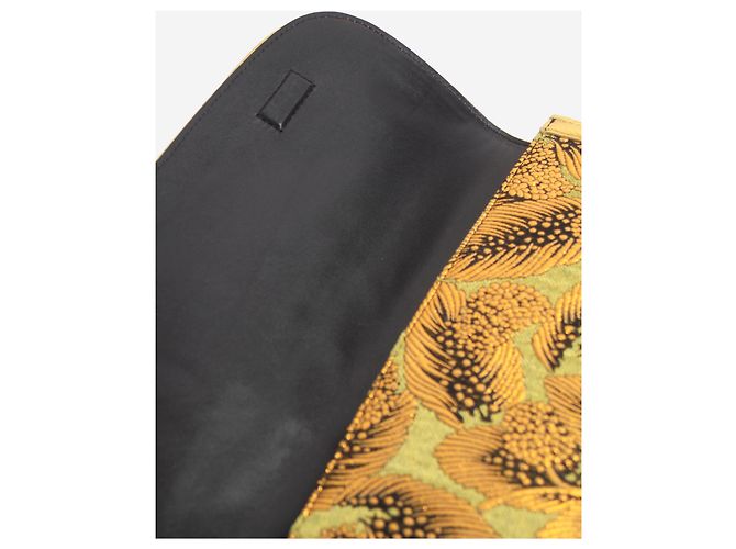 Dries Van Noten Clutch in jacquard floreale verde e oro - vista 6