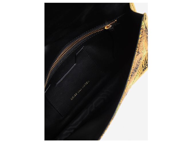 Dries Van Noten Clutch in jacquard floreale verde e oro - vista 7