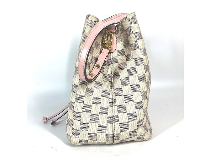 Borsa a Spalla Bucket NeoNoe Damier Azur di Louis Vuitton Rosa Bianco - vista 3