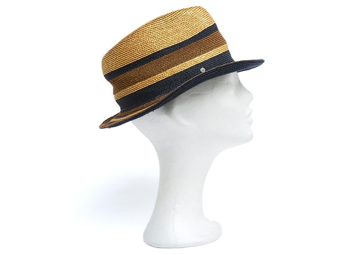 Hermès Hat T57 Natural Navy Brown Straw Hat Size M Hermes Beige Caramel Navy blue - view 2