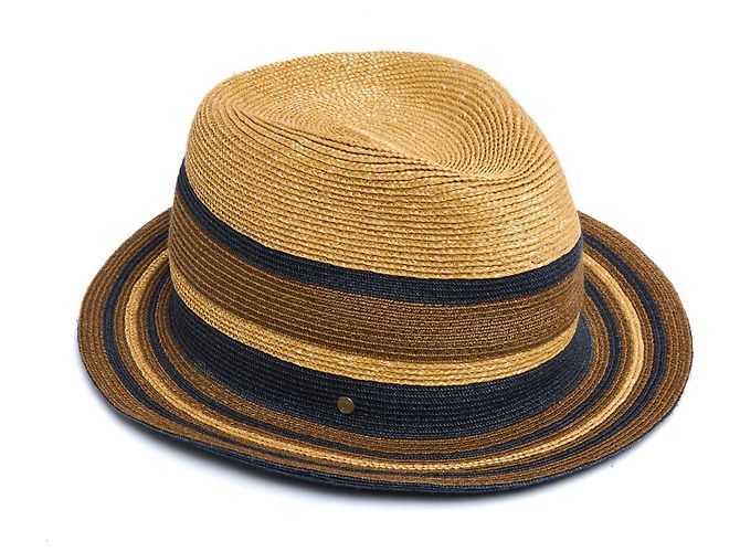 Hermès Hat T57 Natural Navy Brown Straw Hat Size M Hermes Beige Caramel Navy blue - view 3