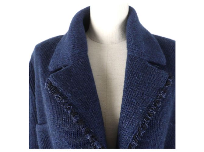 Cappotto in maglia di cashmere GABRIELLE COCO di Chanel blu navy - vista 4