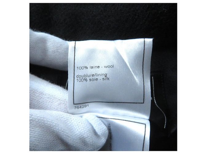 Cappotto in lana e seta con logo Chanel nero 36 - vista 10