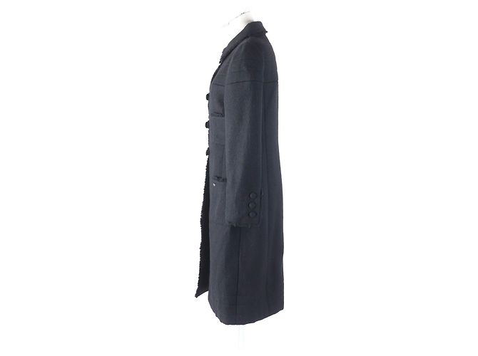 Cappotto in lana e seta con logo Chanel nero 36 - vista 2