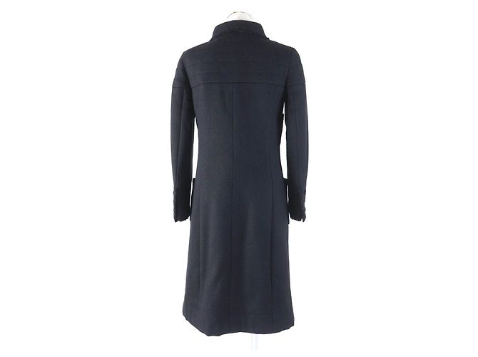 Cappotto in lana e seta con logo Chanel nero 36 - vista 3