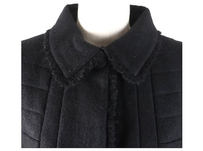 Cappotto in lana e seta con logo Chanel nero 36 - vista 4