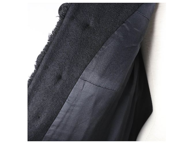 Cappotto in lana e seta con logo Chanel nero 36 - vista 5