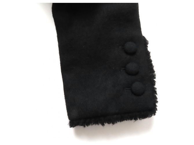 Cappotto in lana e seta con logo Chanel nero 36 - vista 6
