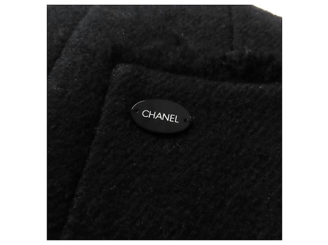 Cappotto in lana e seta con logo Chanel nero 36 - vista 7