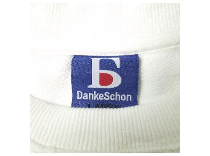 Autre Marque Danke Schon Logo Bestickter V-Gusset Rundhals Sweatshirt L Weiß - Ansicht 3