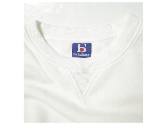Autre Marque Danke Schon Logo Bestickter V-Gusset Rundhals Sweatshirt L Weiß - Ansicht 4