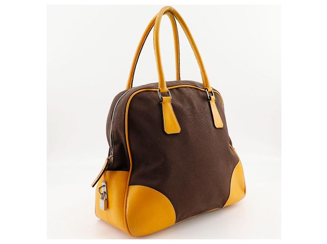 Prada Canvas Mini Boston Tote Bag Braun - Ansicht 3