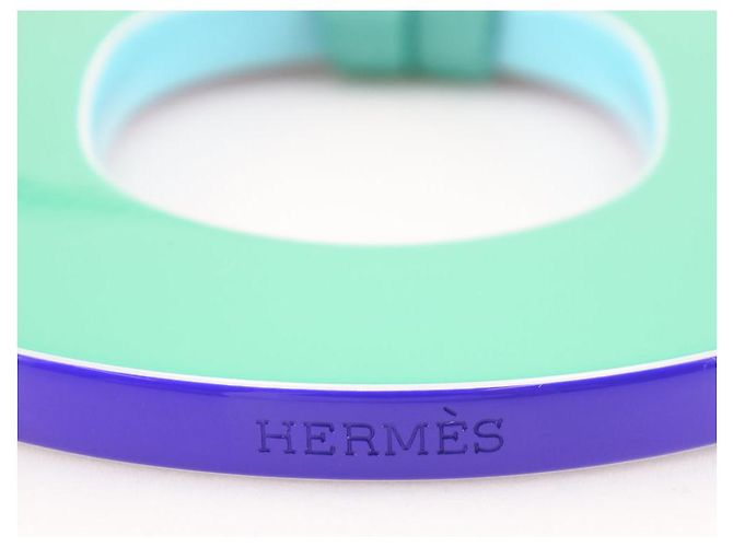 Hermès Colar de seda laqueada Hermes 052880FL Verde - vista 4