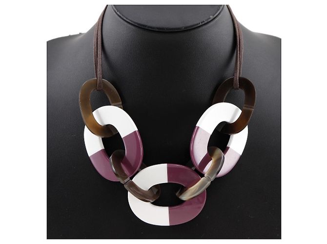 Hermès Collier en corne de buffle laqué Hermes Marron - vue 2