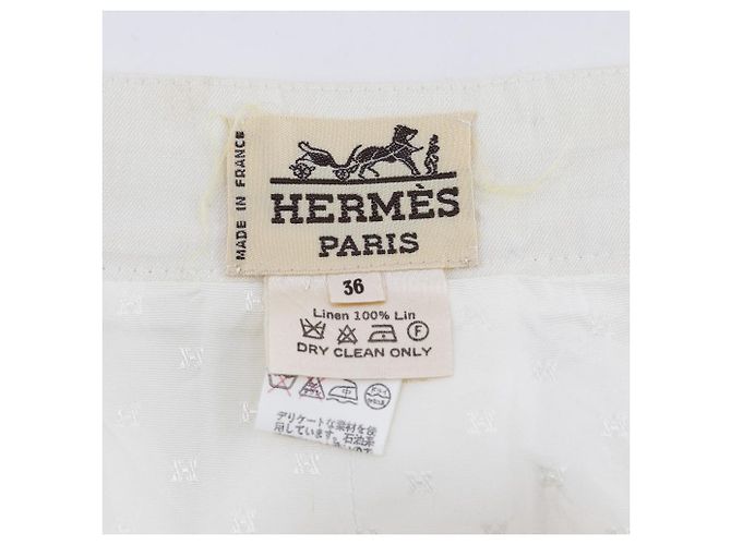 Hermès Conjunto de falda de lino Hermes blanco - vista 10