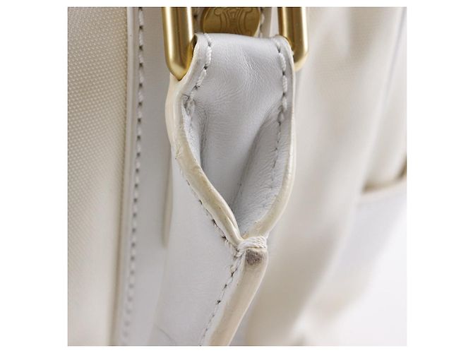 Céline Borsa a mano Celine Mini Boston in nylon, tela e pelle Bianco - vista 12