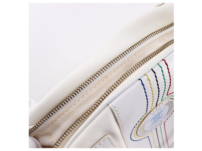 Céline Borsa a mano Celine Mini Boston in nylon, tela e pelle Bianco - vista 14