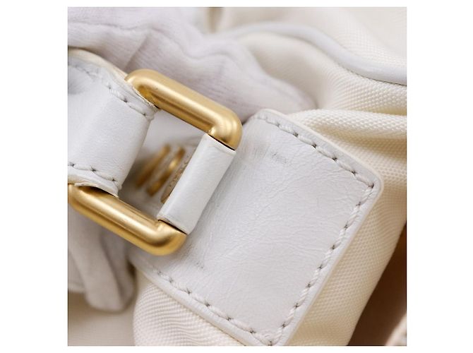 Céline Borsa a mano Celine Mini Boston in nylon, tela e pelle Bianco - vista 15