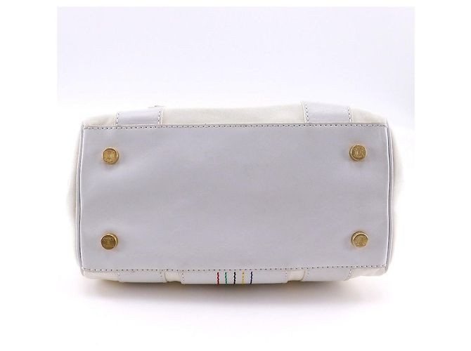 Céline Borsa a mano Celine Mini Boston in nylon, tela e pelle Bianco - vista 17