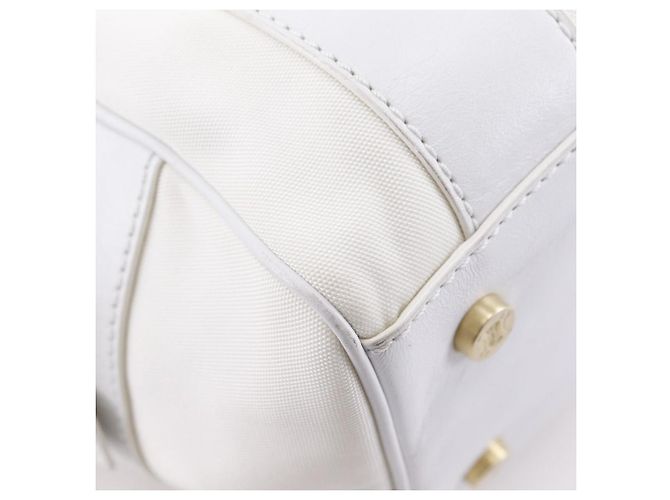 Céline Borsa a mano Celine Mini Boston in nylon, tela e pelle Bianco - vista 4