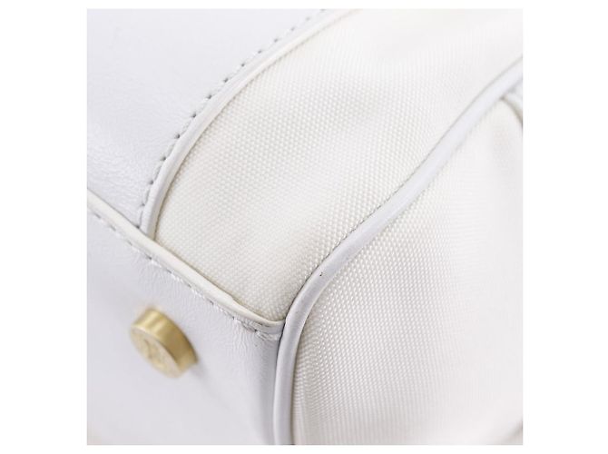 Céline Borsa a mano Celine Mini Boston in nylon, tela e pelle Bianco - vista 5