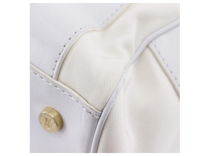 Céline Borsa a mano Celine Mini Boston in nylon, tela e pelle Bianco - vista 7