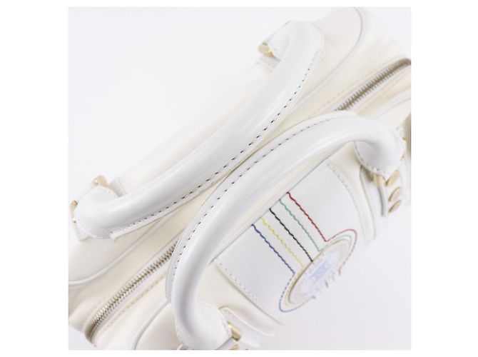 Céline Borsa a mano Celine Mini Boston in nylon, tela e pelle Bianco - vista 8