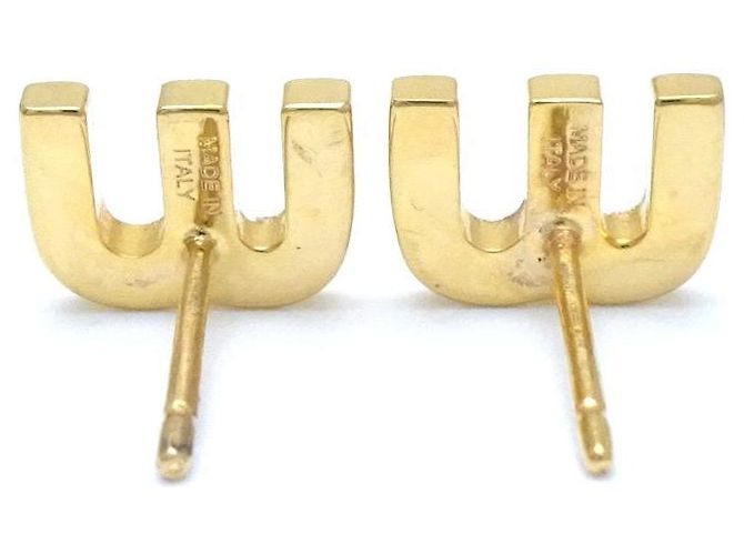Orecchini con logo Miu Miu placcati in oro Blu - vista 5