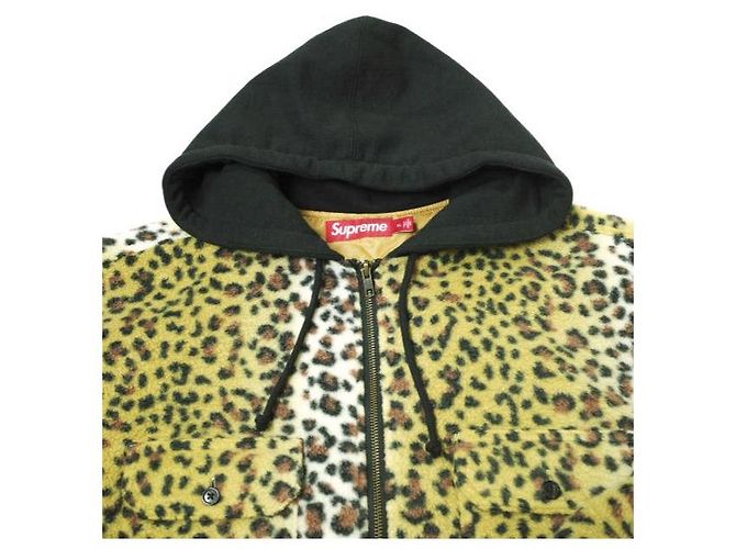 Supreme Fleece Zip Up Hooded Shirt XL Brown Leopard - vista 4