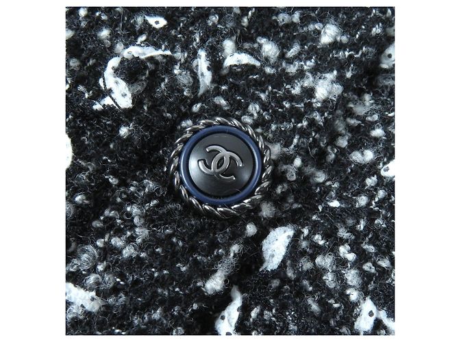 Chanel Wool Nylon Tweed No Collar Zip Jacket 34 Black - view 4