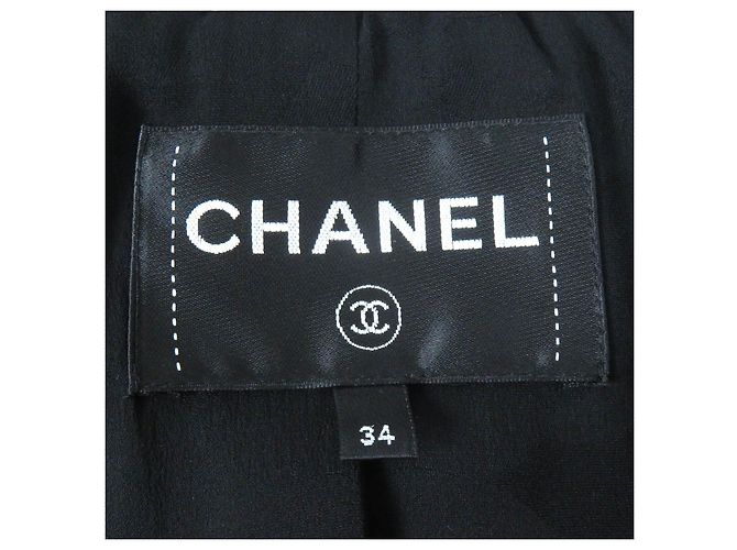 Chanel Wool Nylon Tweed No Collar Zip Jacket 34 Black - view 7