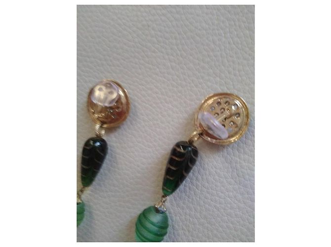 Vintage Murano Perlen Clip Ohrringe lang Mehrfarben - Ansicht 4