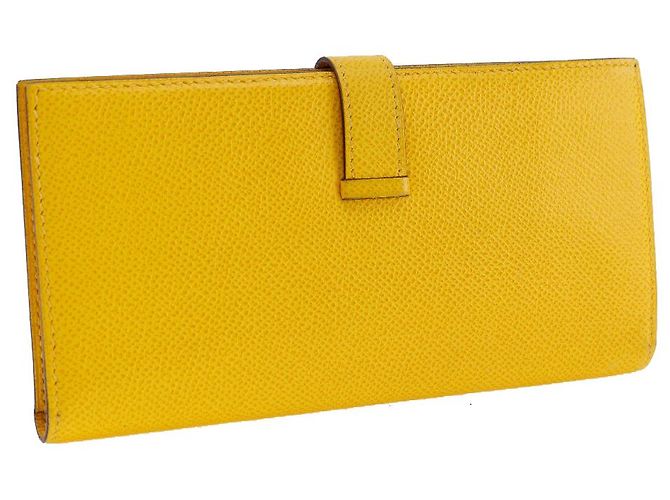 Hermès Portafoglio Lungo Bearn Epsom Giallo Hermes - vista 3