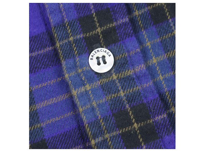 Camiseta de algodão estampada xadrez desgastada Balenciaga L - vista 5
