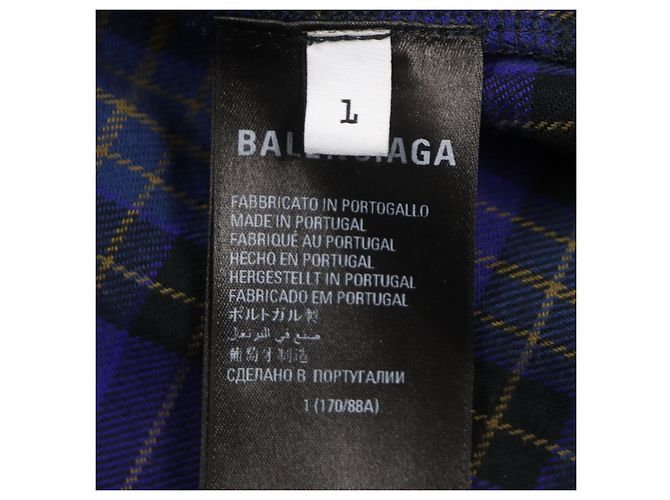 Camiseta de algodão estampada xadrez desgastada Balenciaga L - vista 7