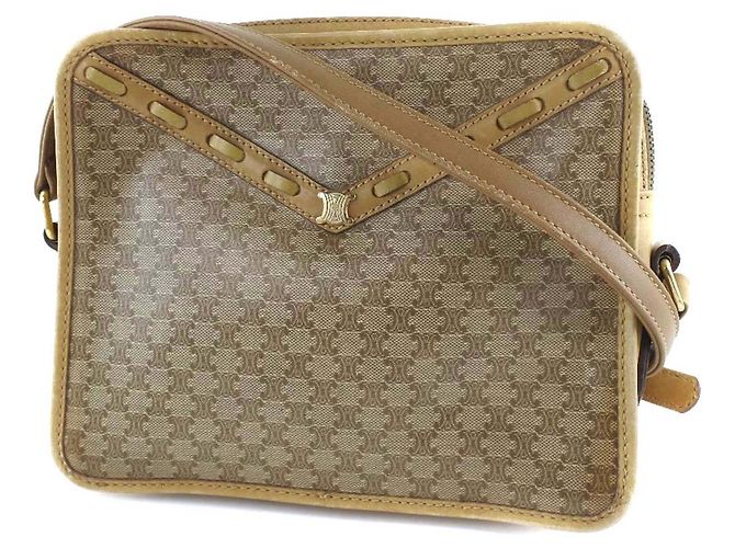 Céline Borsa a Spalla in PVC Celine Macadam Marrone - vista 2