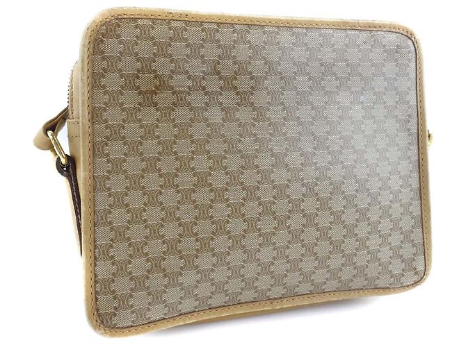 Céline Borsa a Spalla in PVC Celine Macadam Marrone - vista 3