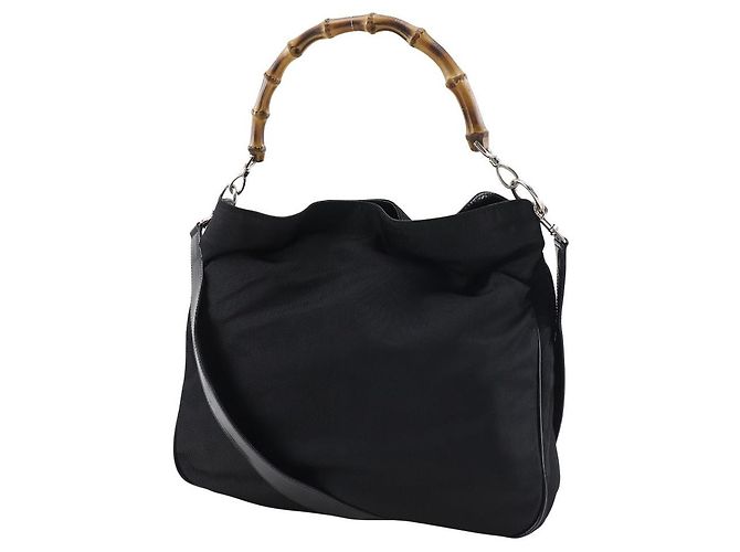 Gucci Nylon Canvas Bamboo Handtasche 2way Schwarz - Ansicht 2