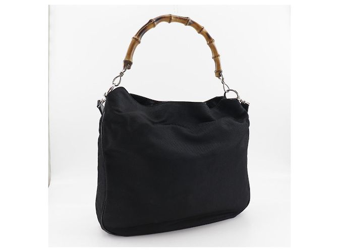 Gucci Nylon Canvas Bamboo Handtasche 2way Schwarz - Ansicht 3