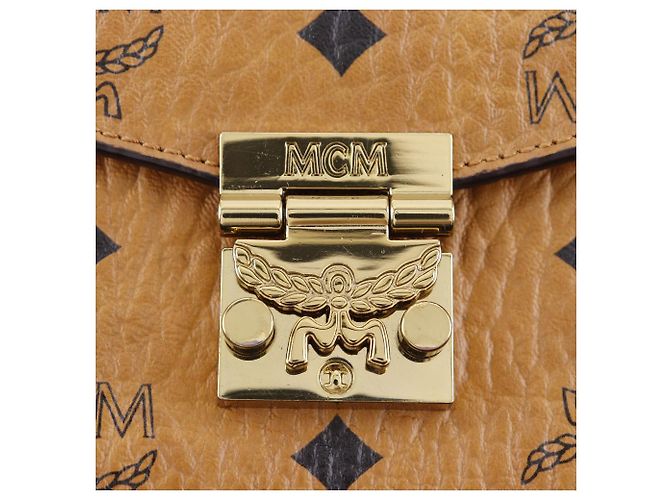 MCM Tracy Borsa Media a Spalla in Pelle PVC Marrone - vista 10