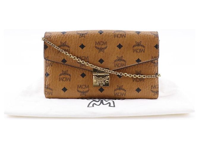 MCM Tracy Borsa Media a Spalla in Pelle PVC Marrone - vista 12