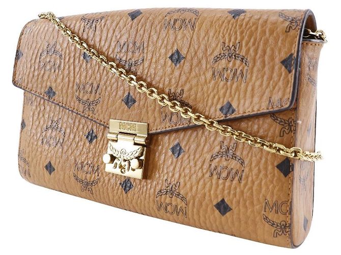 MCM Tracy Borsa Media a Spalla in Pelle PVC Marrone - vista 2