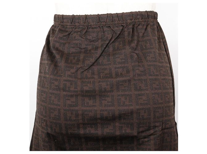Falda Mini de Nylon Zucca Fendi Castaño - vista 4
