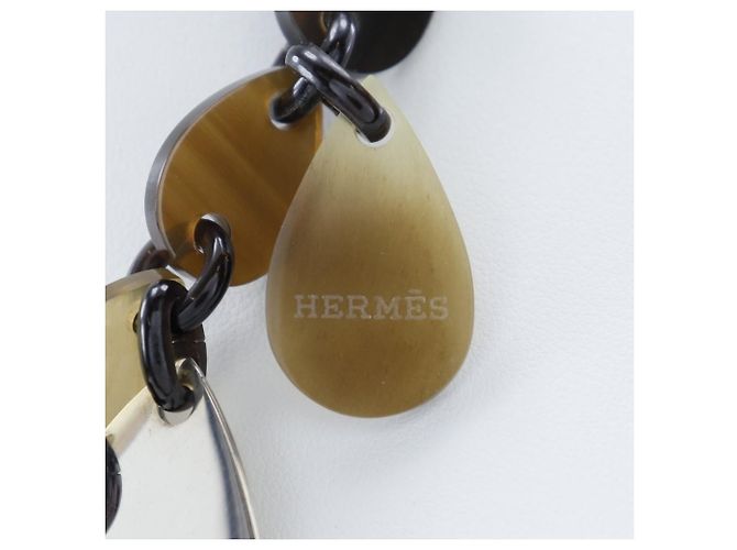 Hermès Hermes Tropfenhalskette aus Büffelhorn Silber 925 Braun - Ansicht 5