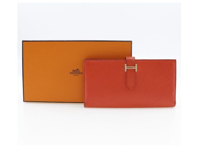 Hermès Cartera Larga Beancoufle Hermes Naranja - vista 10