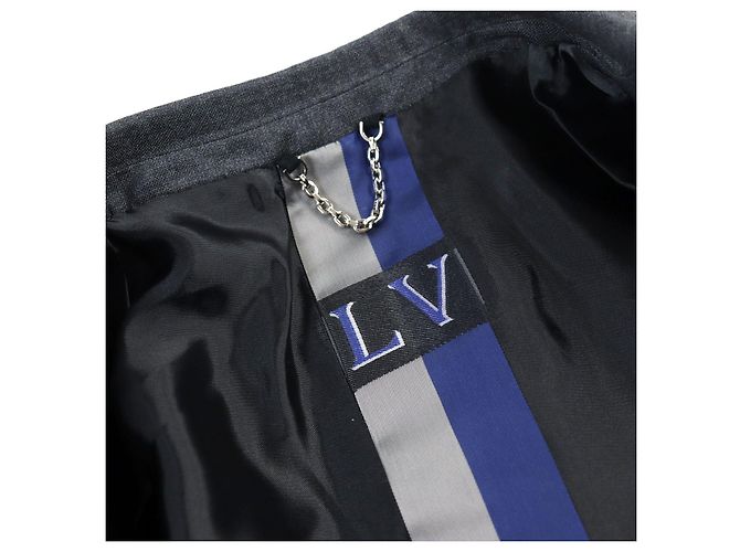 Terno de lã e seda de botão duplo Louis Vuitton cinza Marrom - vista 10