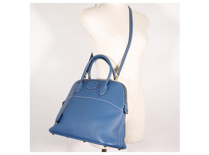 Hermès Borsa Hermes Bolide 37 in pelle Clémence blu - vista 11